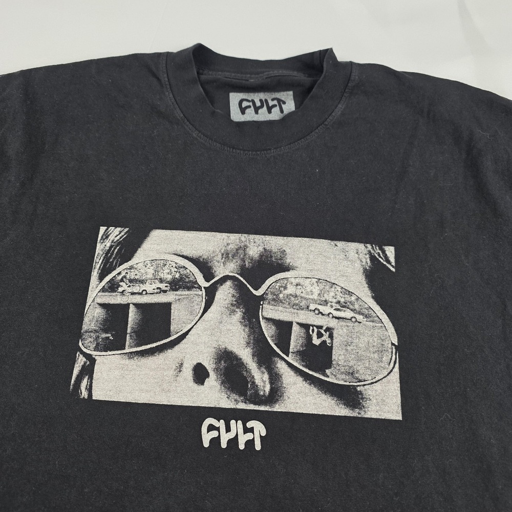 Cult BMX River Gap V2 Shirt Mens Large Black Sunglasses Photo Graphic Tee